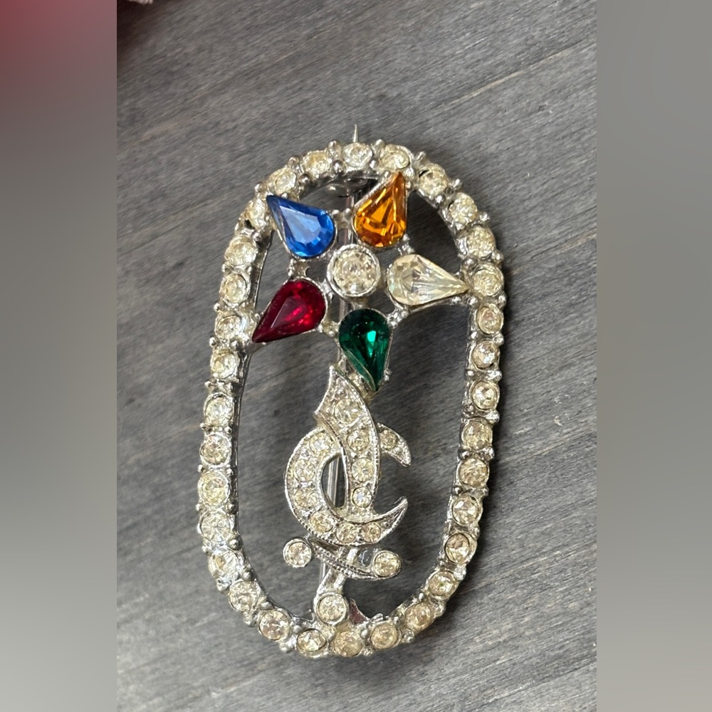 Vintage ORA Multicolor Gemstone Brooch